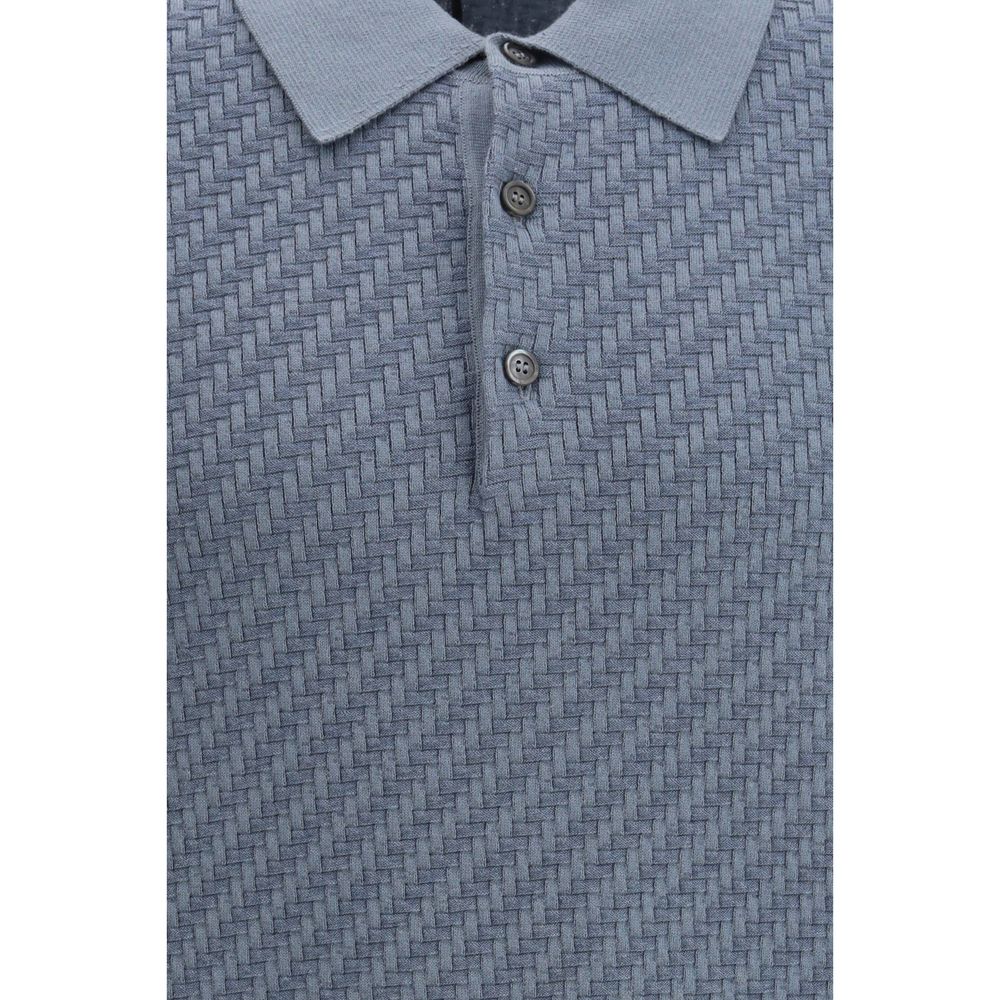 Brioni Blue Cotton Polo Shirt