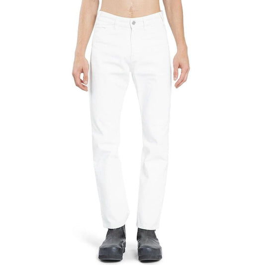 Celine White Cotton Straight-Leg Jeans