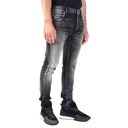 Balmain Black Cotton Skinny Jeans