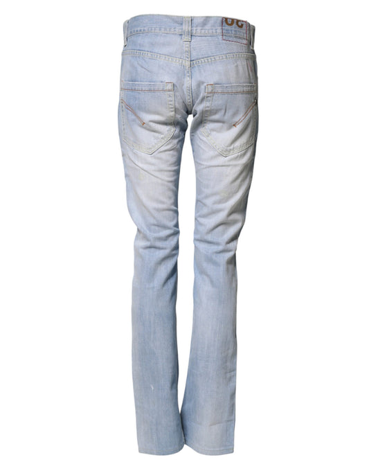 Dondup Light Blue Cotton Stretch Straight Denim Trouser Jeans
