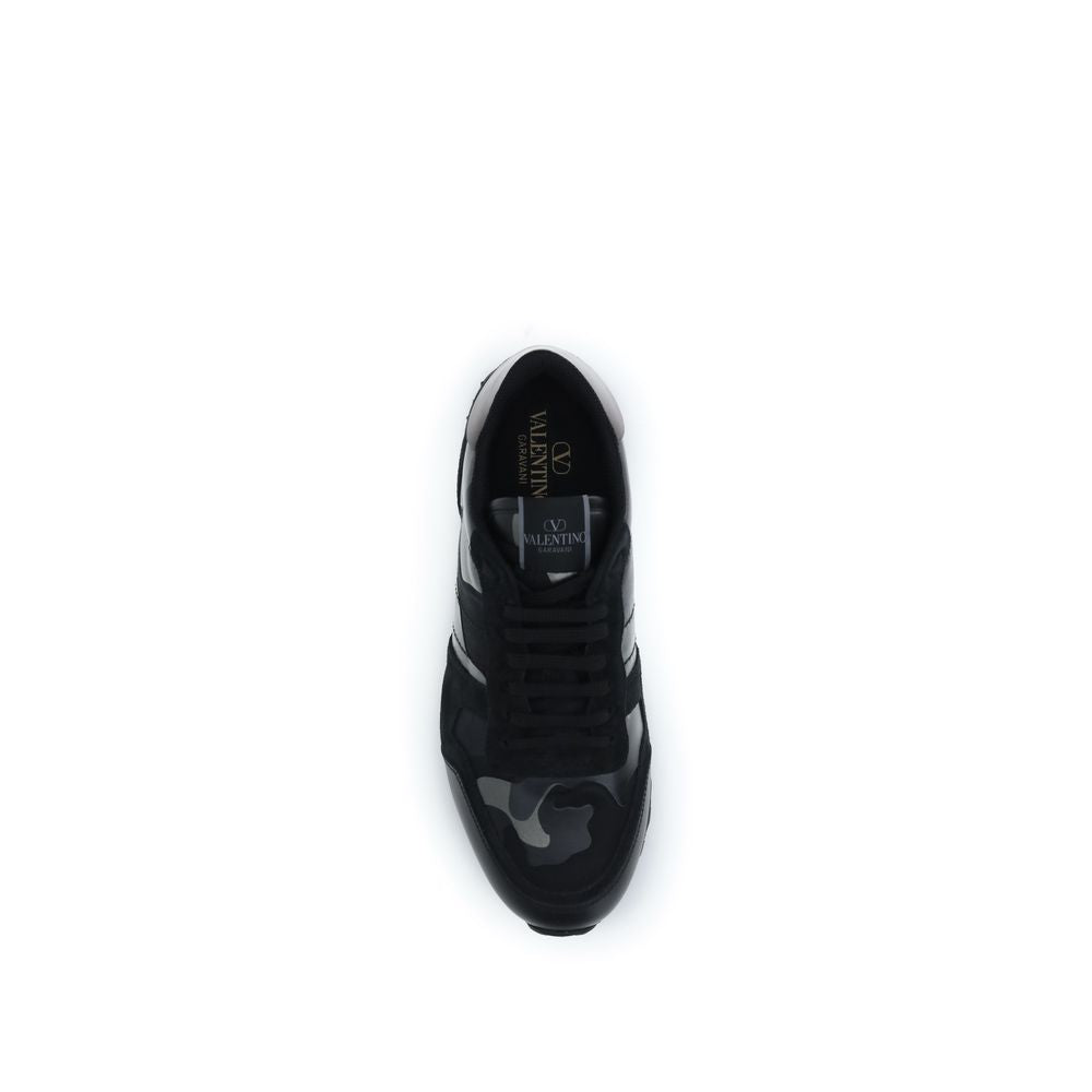 Valentino Garavani Black Calf Leather Bos Taurus Athletic Sneakers