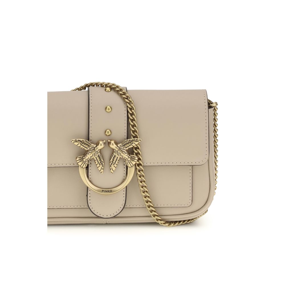 PINKO Beige Calf Leather Bos Taurus Shoulder Bag