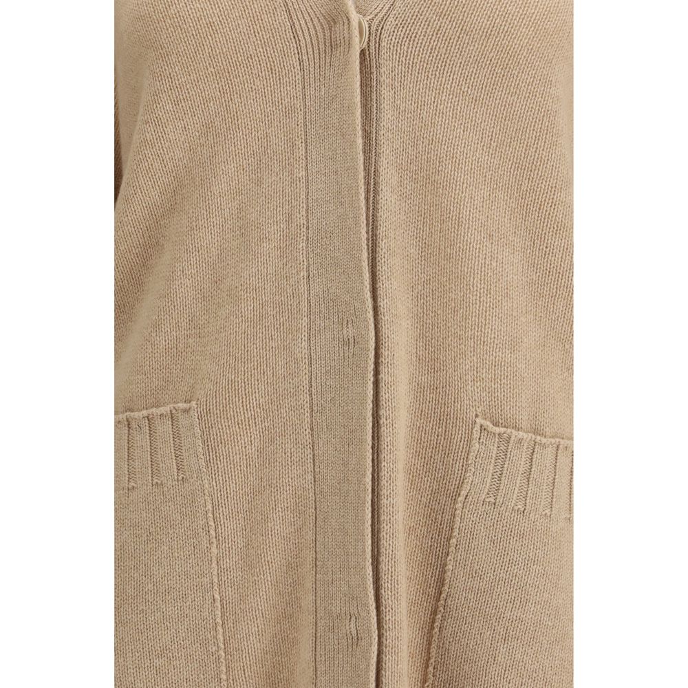 Fabiana Filippi Beige Fleece Wool Cardigan