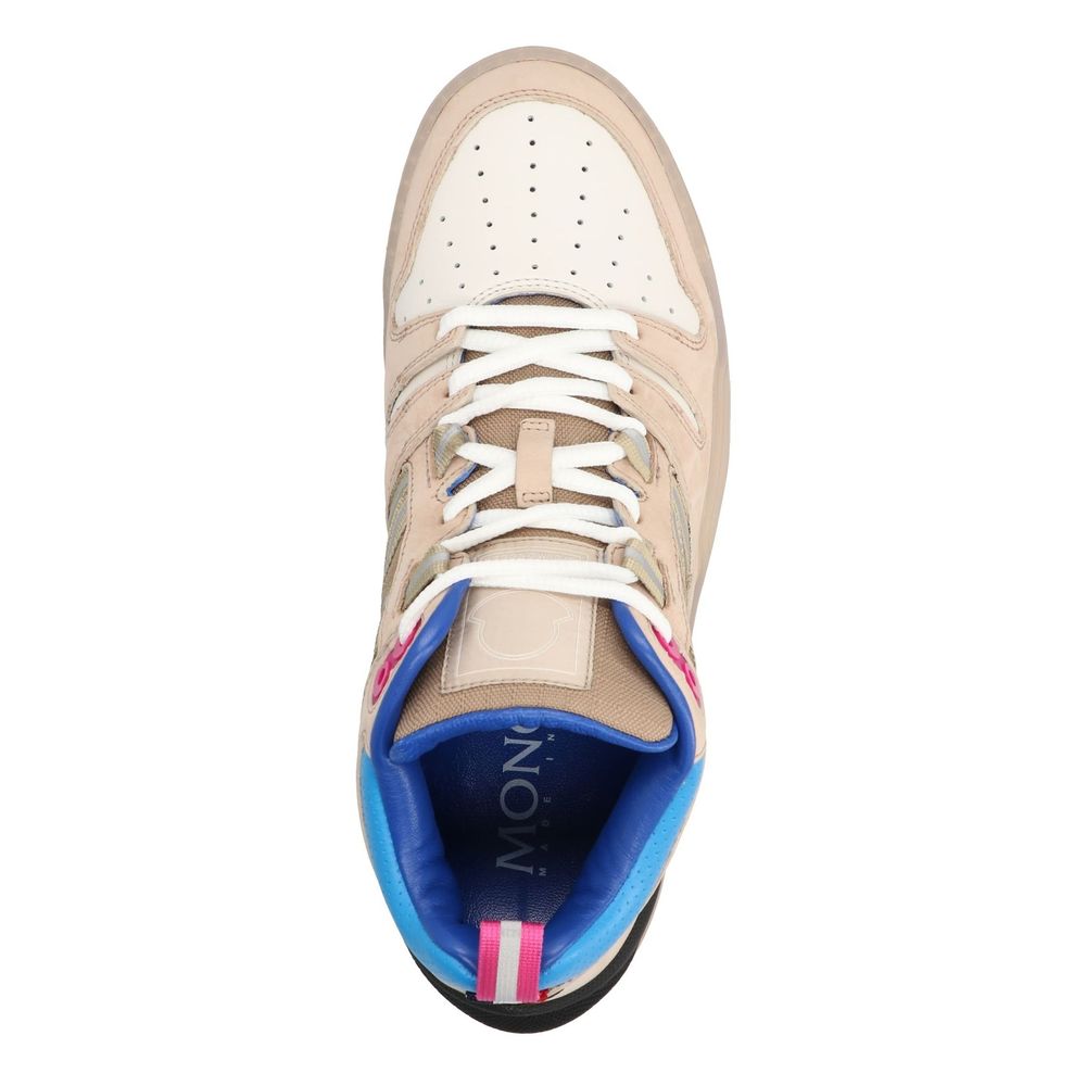 Moncler Beige Leather Athletic Sneakers
