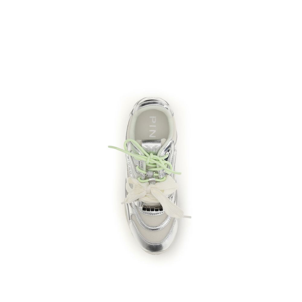 PINKO Silver Polyamide Athletic Sneakers