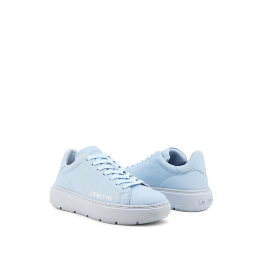 Moschino Blue Leather Low Top Sneakers