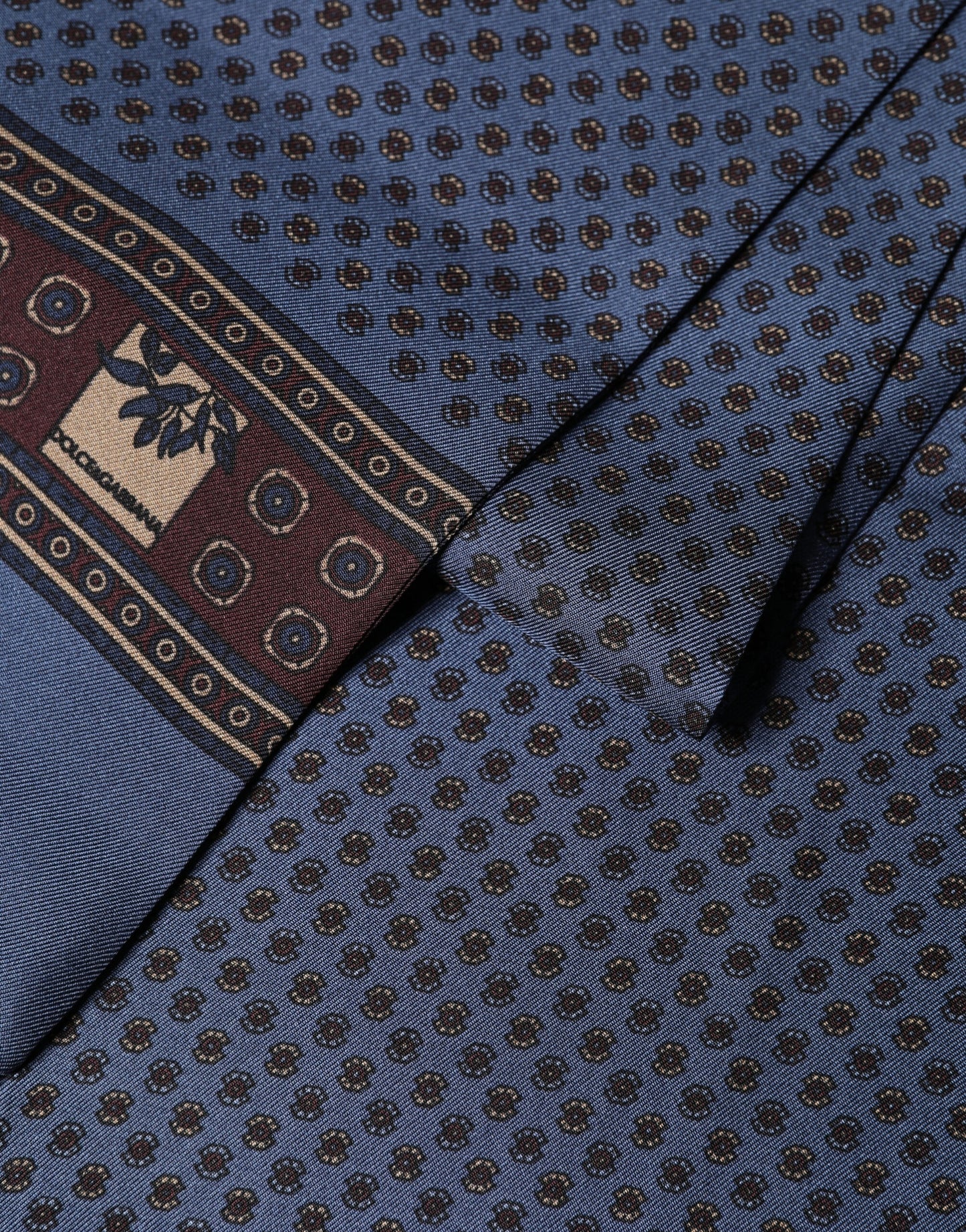 Dolce & Gabbana Blue Silk Geometric Fringe Foulard Wrap 131.5x15.5cm Scarf