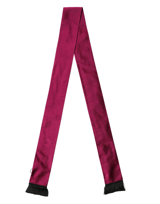 Dolce & Gabbana Burgundy Silk Fringe Neck Wrap Foulard 160.5cm x 8cm Scarf