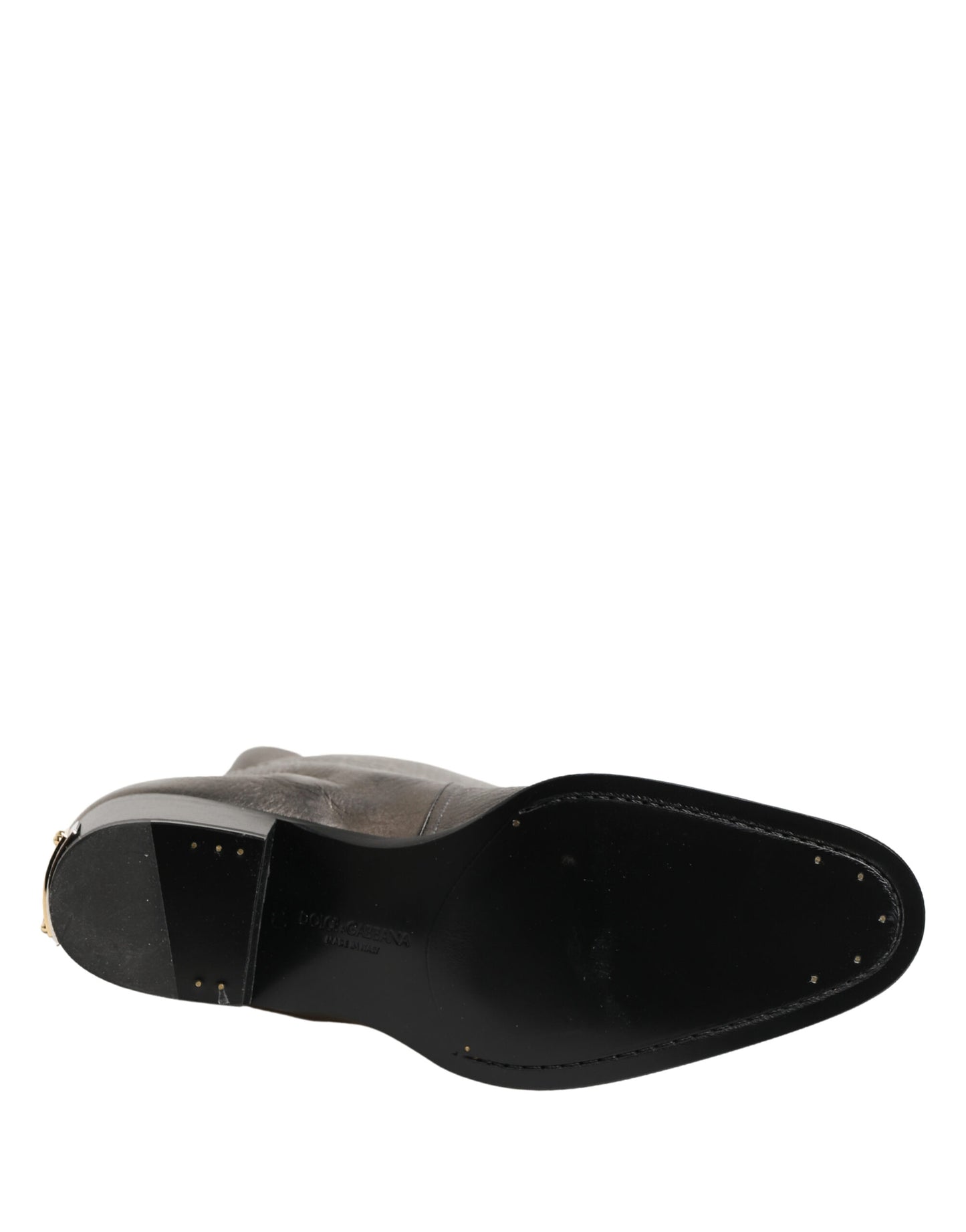 Dolce & Gabbana Metallic Silver Leather Knee High Boots Shoes