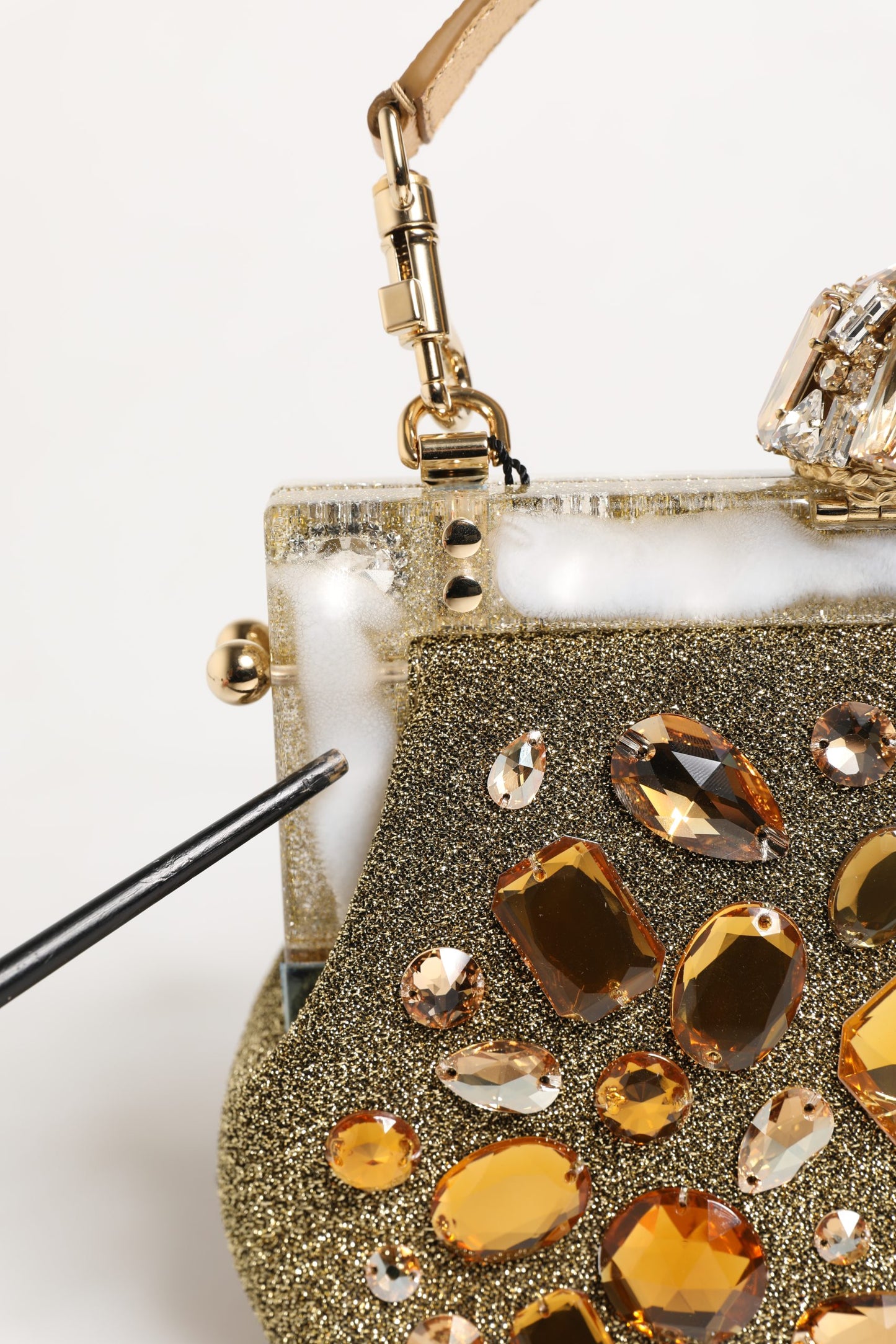 Dolce & Gabbana Gold Vanda Crystal Evening Clutch Shoulder Handbag Bag