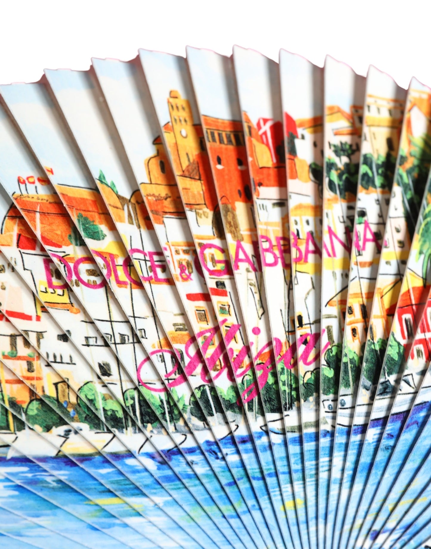 Dolce & Gabbana Multicolor Scenery Decorative Folding WoodCotton Hand Fan