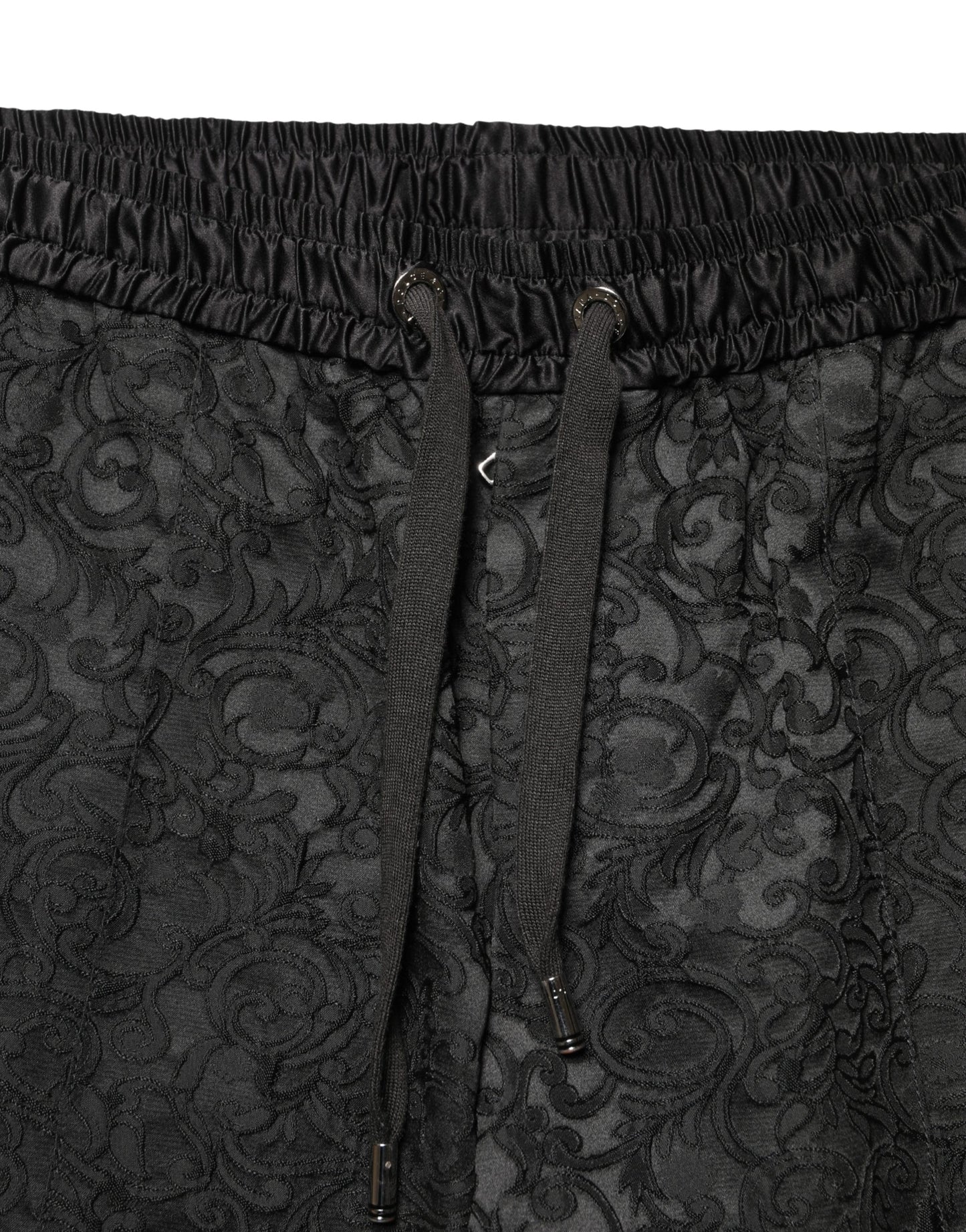 Dolce & Gabbana Black Floral Brocade Skinny Men Dress Pants
