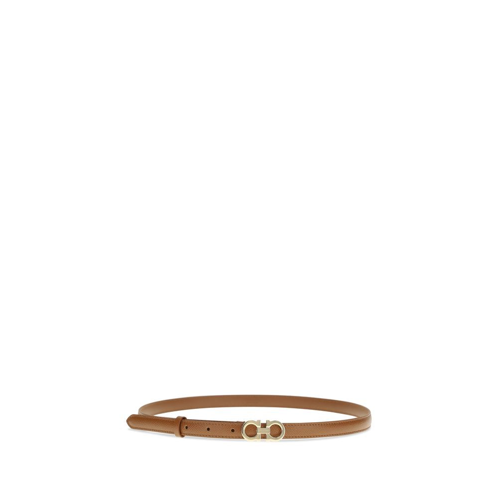 Ferragamo Beige Calf Leather Bos Taurus Thin Belt