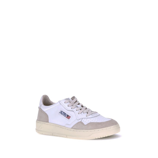 Autry White Calf Leather Bos Taurus Low Top Sneakers