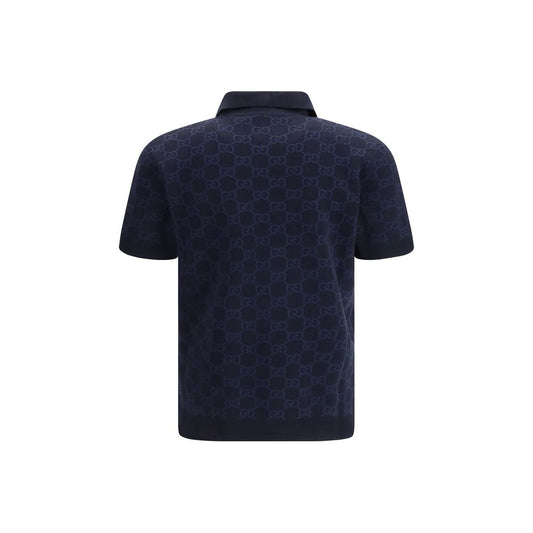 Gucci Blue Silk Polo Shirt