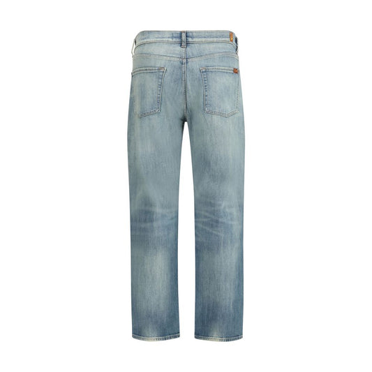 7FOR Blue Cotton Relaxed Fit Jeans