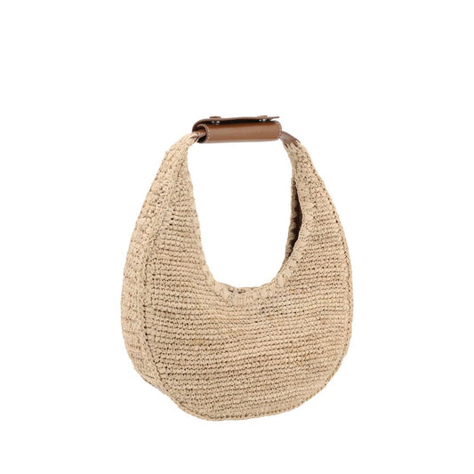 Staud Beige Raffia Shoulder Bag