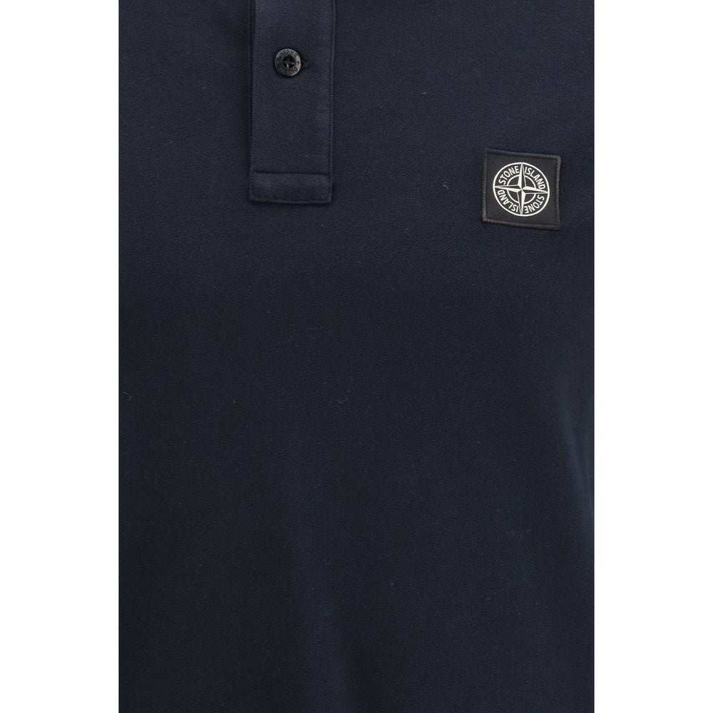 Stone Island Blue Cotton Polo Shirt