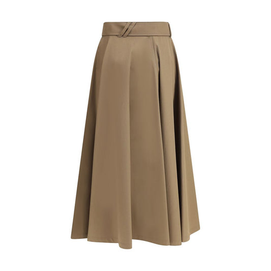 Burberry Brown Cotton Midi Skirt