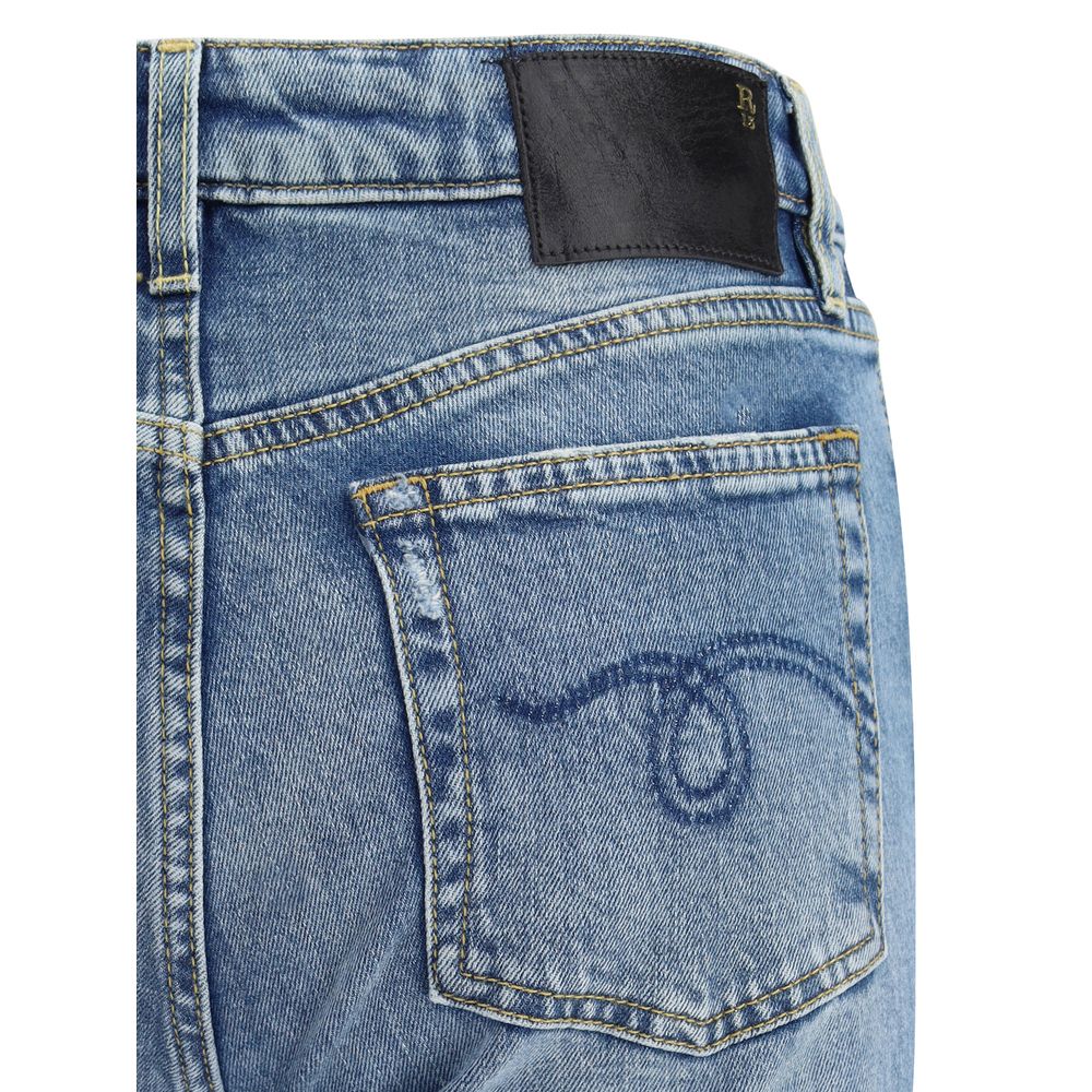R13 Blue Cotton Flared Jeans