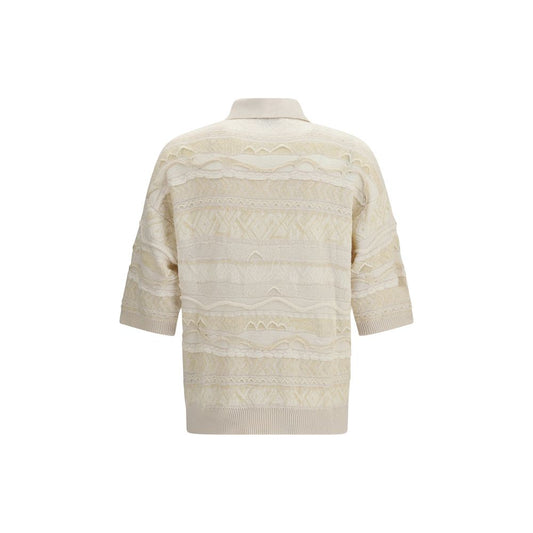 Laneus White Cotton Polo Shirt