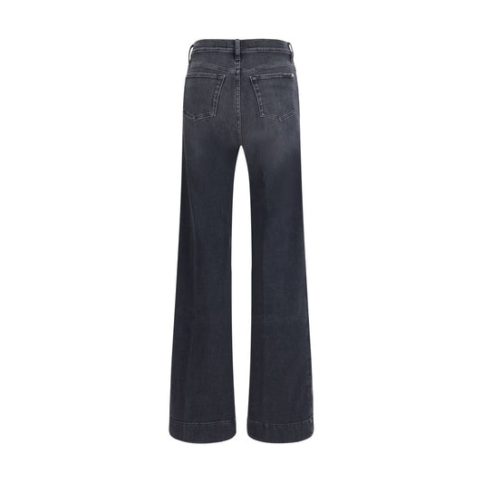 7FOR Black Cotton Flared Jeans