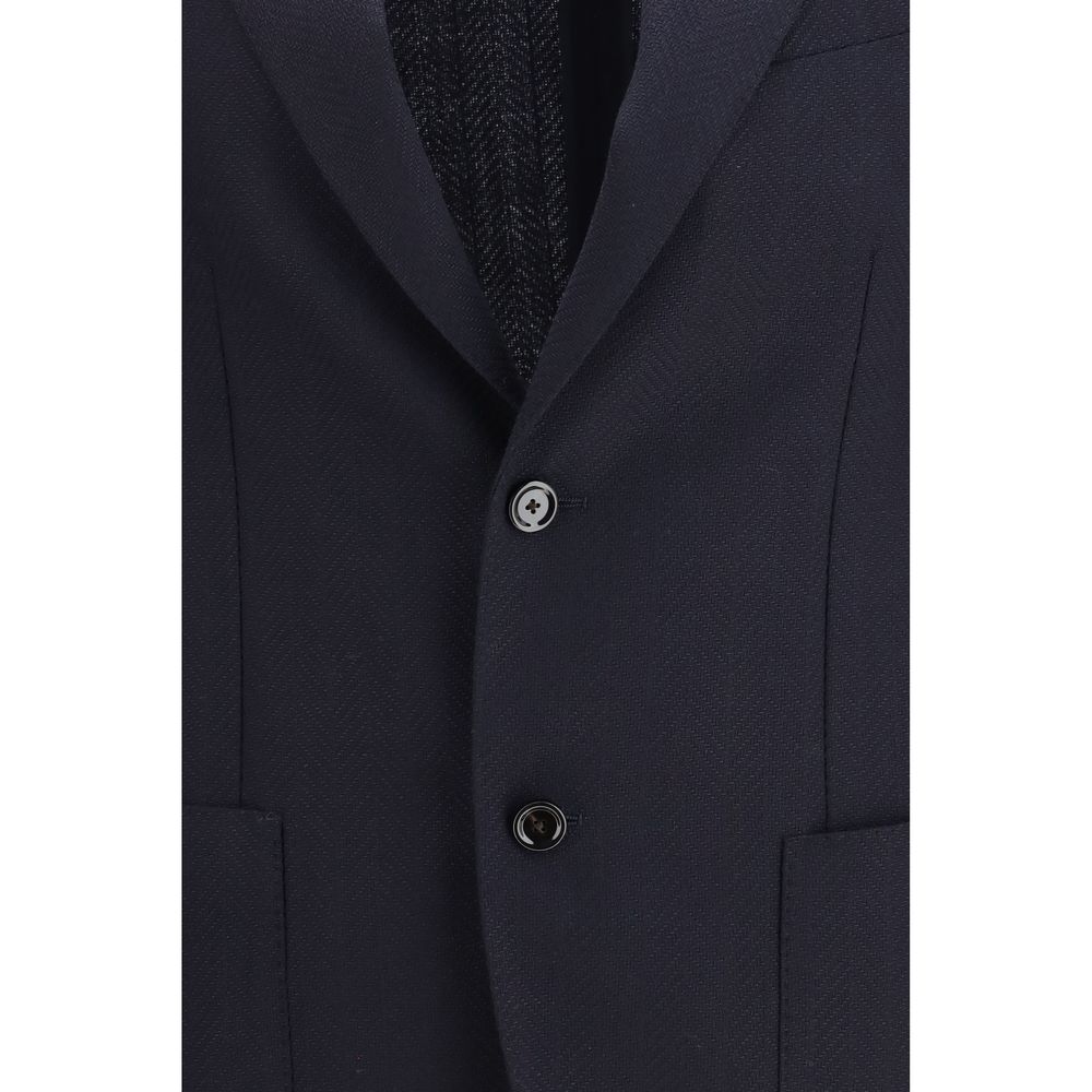 Lardini Blue Fleece Wool Blazer