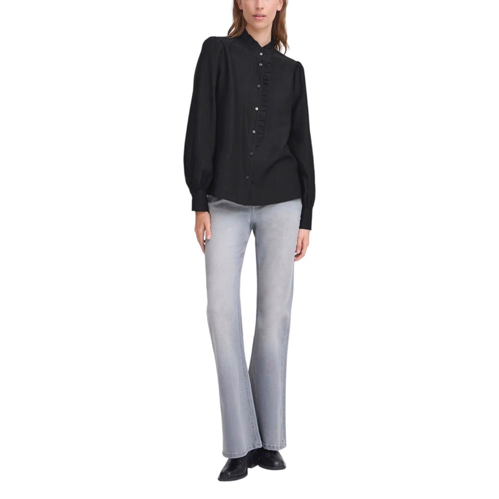 ICHI Black Viscose Blouse