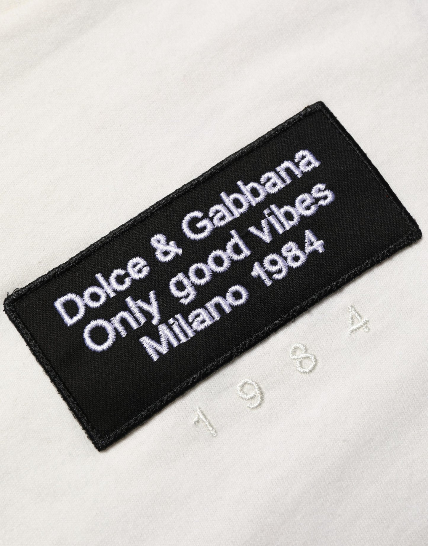 Dolce & Gabbana White Logo Patch Cotton Men Crew Neck T-shirt