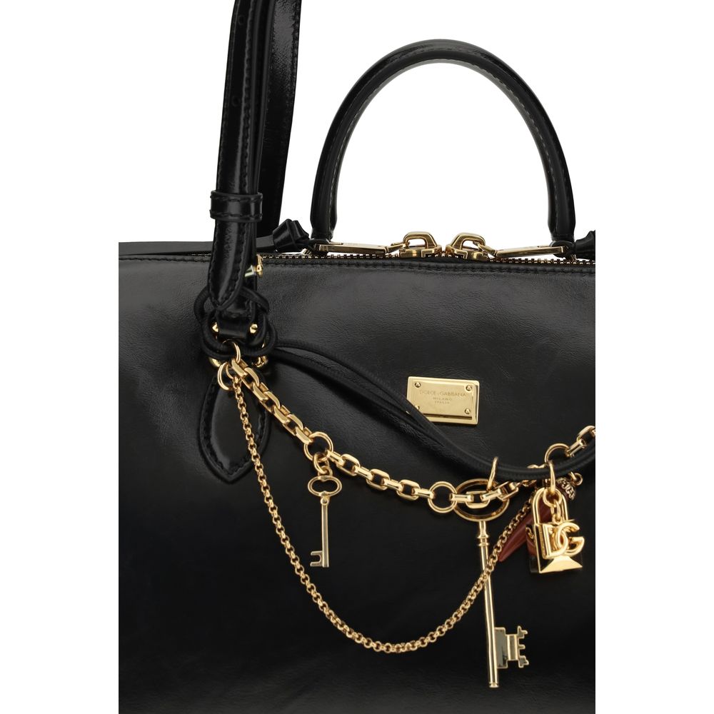 Dolce & Gabbana Black Calf Leather Bos Taurus Shoulder Bag