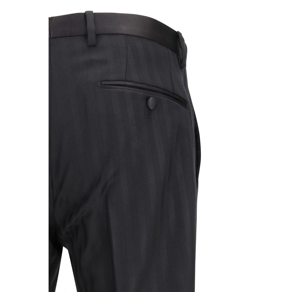 Dolce & Gabbana Black Fleece Wool Casual Pants