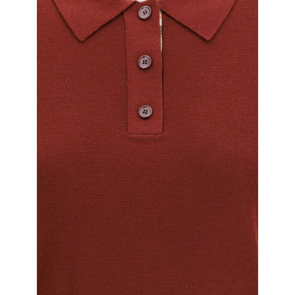 Burberry Bordeaux Wool Polo Shirt