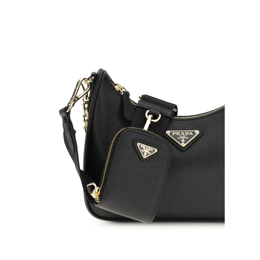 Prada Black Calf Leather Bos Taurus Shoulder Bag