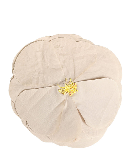 Dolce & Gabbana Beige Floral Motif Silk Blend Poplin Fabric Pin Brooch