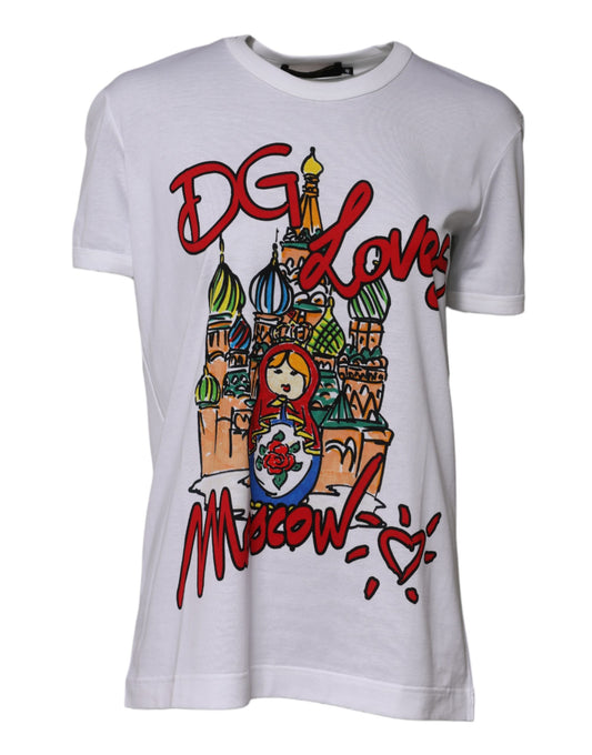 Dolce & Gabbana White DG Loves Moscow Print Cotton T-shirt