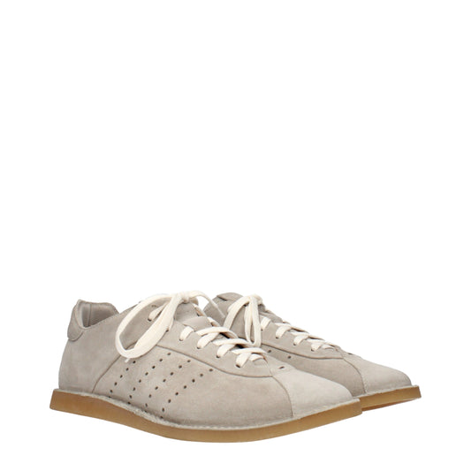 Eleventy Gray Leather Low Top Sneakers