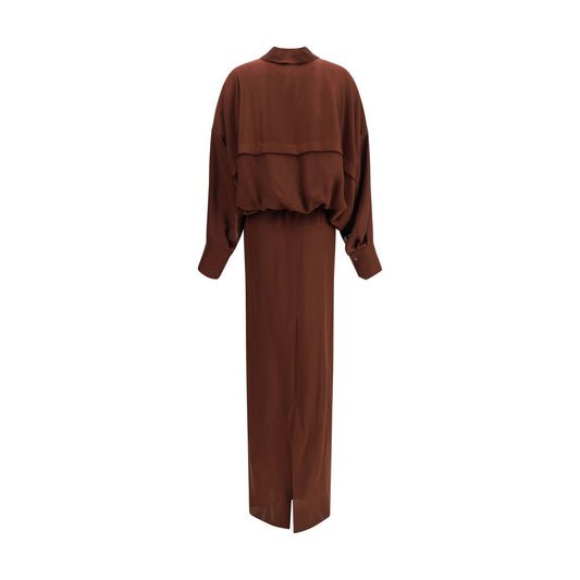 Petar Petrov Bordeaux Silk Casual Dress
