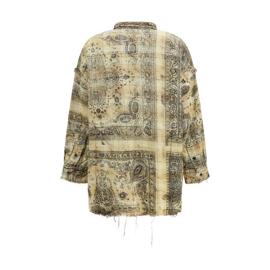 R13 Bicolor Cotton Pattern Shirt