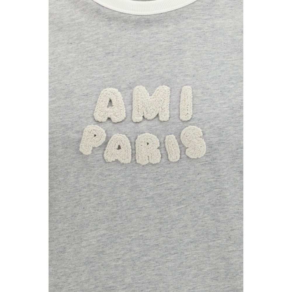 Ami Paris Gray Cotton T-Shirt