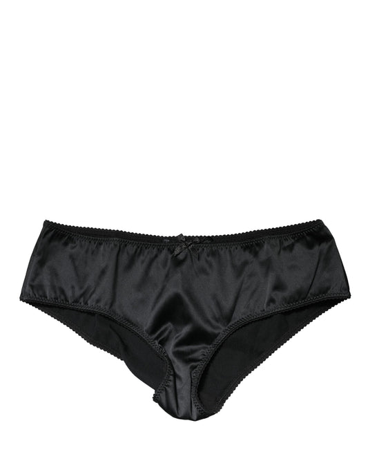 Dolce & Gabbana Black Silk Stretch Mid Waist Brief Panty Underwear