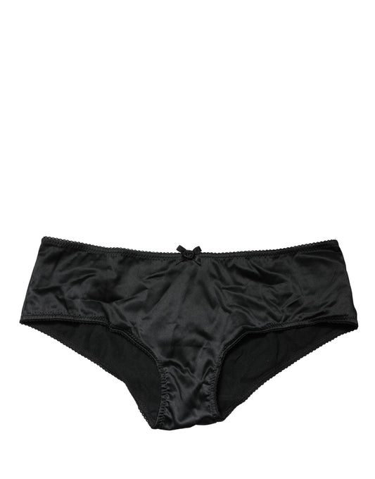 Dolce & Gabbana Black Silk Stretch Mid Waist Brief Panty Underwear