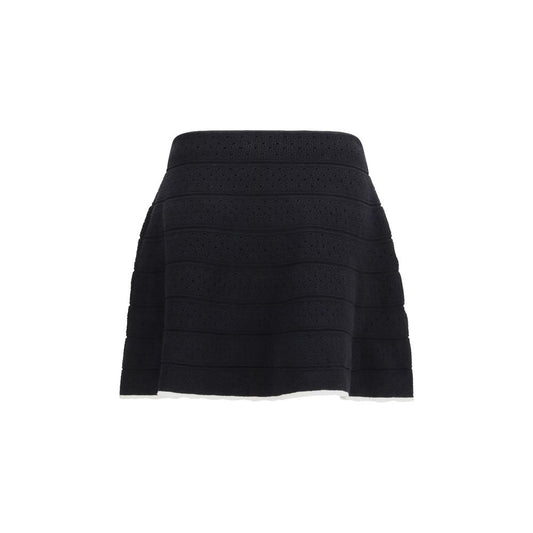 Self-Portrait Black Cotton Mini Skirt