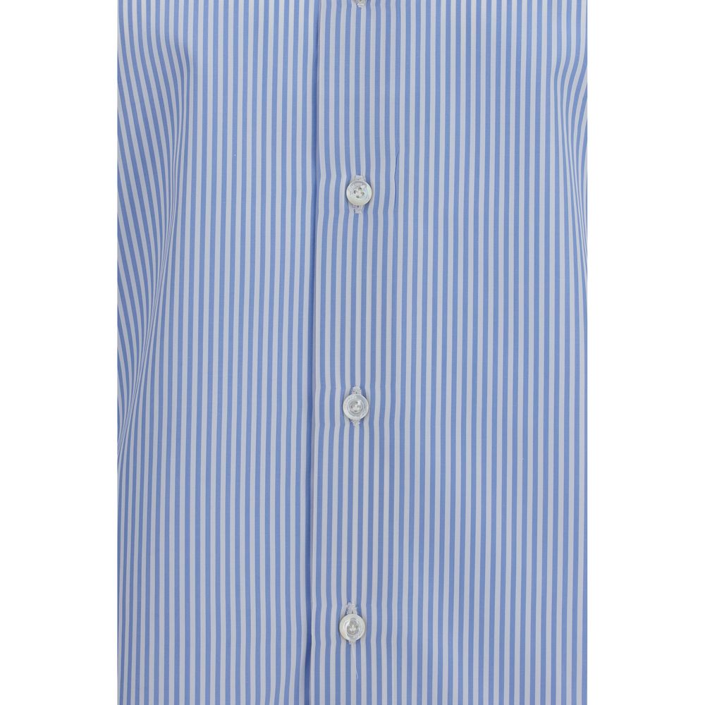 Finamore Blue Cotton Pattern Shirt
