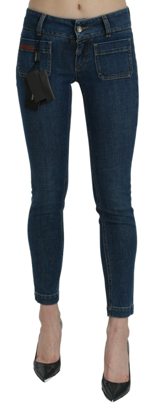 Dolce & Gabbana Blue Slim Fit Cropped Mid Waist Denim Jeans