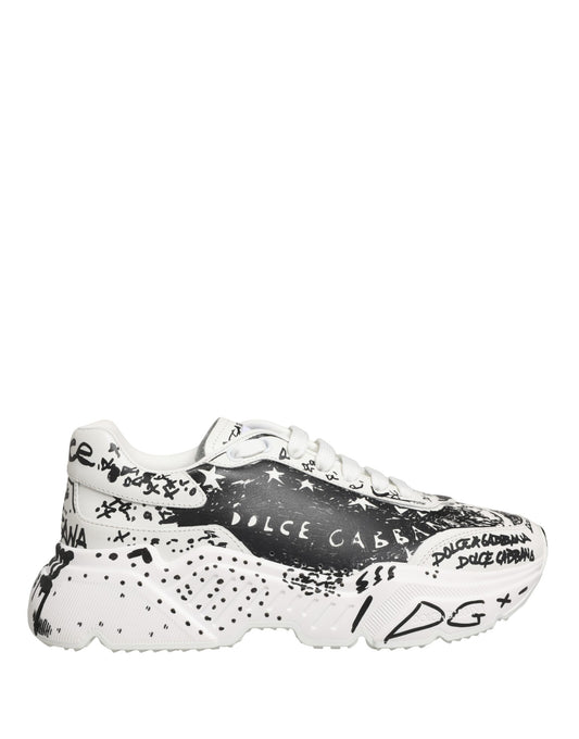Dolce & Gabbana White Daymaster Graffiti Low Top Sneakers Shoes