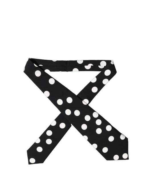 Dolce & Gabbana Black White Polka Dot Silk Adjustable Women Necktie Tie