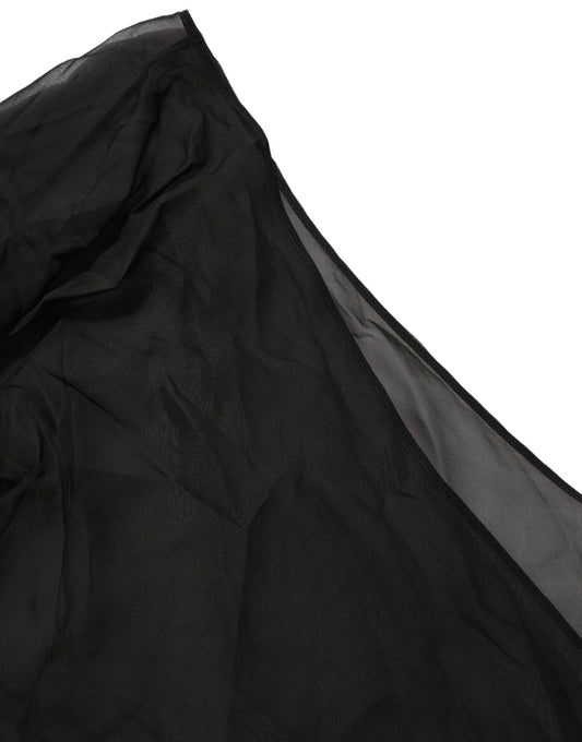 Dolce & Gabbana Black Wrap Sheer Chiffon One Shoulder Top