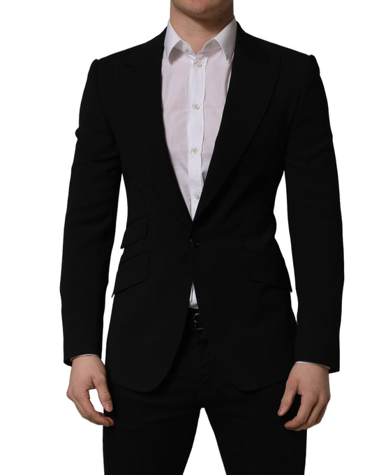Dolce & Gabbana Black Wool Single Breasted Men Blazer Jacket