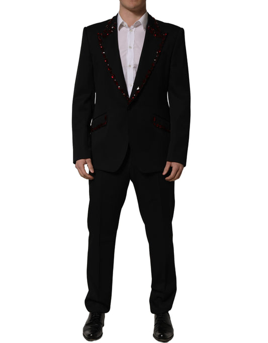 Dolce & Gabbana Black Crystal Embellished 2 Piece Suit