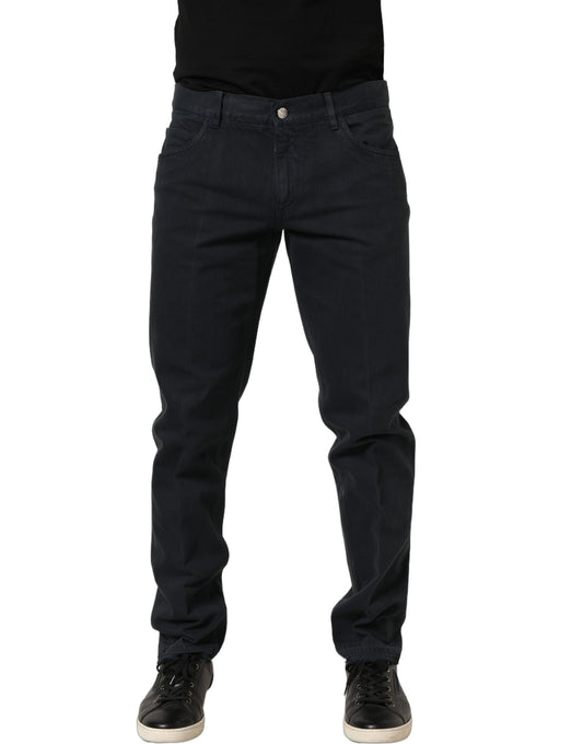 Dolce & Gabbana Black Cotton Mid Waist Skinny Men Denim Jeans